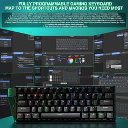 AULA WIN60 HE - 60% Bedraad RGB Gaming Toetsenbord - Hall Effect Rapid Trigger - Magnetische Toetsen - Gasket - Hot Swap - 8K Hz Polling Rate - QWERTY Toetsenborden - Zij Bedrukte toetsen - 61 Keys - Nacht Zwart — thumbnail 2
