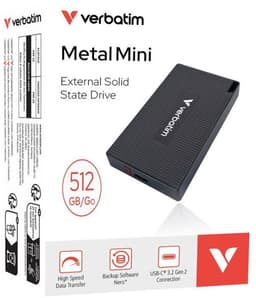 Verbatim Metal Mini 512GB - SSD Extern - draagbaar - USB-C 3.2 - 512 GB - Compatibel met Windows en Mac OS - zwart — thumbnail 7