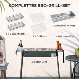 Outsunny - Houtskoolgrill - met Grillrooster - Roestvrij - Groen — thumbnail 5