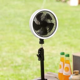 Oplaadbare Ventilator - Staande Fan - Buiten Gebruik - Draaibare Kop - Verticale Poot - Wit Zwart — thumbnail 4