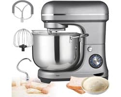 Keukenmixer - Deegmachine - Bakken Maken - Grote 10L Kom - 8 Snelheden - Zilver