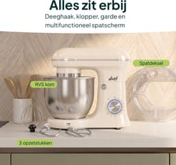 Vivid Green 1500W Keukenrobot - 5L Mengkom - 10 Snelheden - Keukenmixer - Keukenmachine - Creme — thumbnail 2
