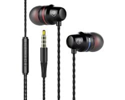 Universele in-ear hoofdtelefoon met afstandsbediening en microfoon zwart