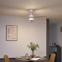 QAZQA joly - LED Plafondventilator met Verlichting | Lamp en Afstandsbediening - 1 lichts - Ø 132 cm - Naturel - Woonkamer | Slaapkamer | Keuken — thumbnail 4