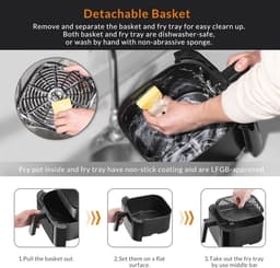 6 Liter Heteluchtfriteuse met 10 Kookprogramma's - Digitale Air Fryer met Temperatuurregeling 76-200 °C — thumbnail 4