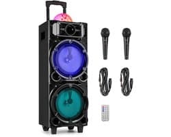 Karaoke set - Fenton LIVE290 Party speaker met microfoons en discolamp - Met Bluetooth - 300W