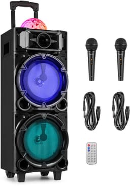 Karaoke set - Fenton LIVE290 Party speaker met microfoons en discolamp - Met Bluetooth - 300W — thumbnail 1