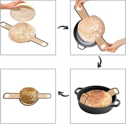 2 stuks Bakmat voor Nederlandse Oven - Broodslinger - Multifunctionele - Siliconen- Sling-bakmat met lange handgreep - Broodbakmat - Herbruikbare -Geschikt voor airfryer, oven en magnetron - 54,5×21 cm - Zwart — thumbnail 2