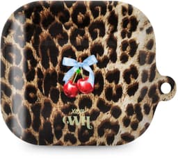 xoxo Wildhearts hoesje geschikt voor AirPods 4 - Berry Wild - Ook als telefoonhoesje verkrijgbaar - schokbestendige case - koptelefoonhoes - Beschermhoes met met tijgerprint / luipaardprint - kers print - dierenprint hoesje - kersen - panterprint — thumbnail 1