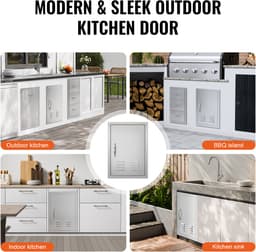 Grill Toegangsdeur - Buitenkeuken Deur - Buiten Koken - Roestvrij Staal - 610 x 431 mm - Zilver — thumbnail 2