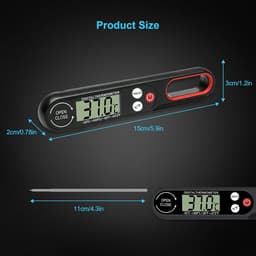 Nevolis digitale Vleesthermometer met Opvouwbare Sonde – Directe Temperatuurmeting voor BBQ, Oven, Airfryer, Vlees, Melk, Water, Suiker & Snoep – LCD Display & Automatische Uitschakeling — thumbnail 7