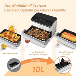 Grote heteluchtfriteuse - 10 liter met dubbele mand - 7-in-1, 2800W - Gezond frituren — thumbnail 2