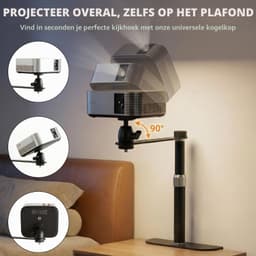 Beamerstandaard voor bed en bank, projectorhouder zonder boren, 360° draaibare beamerhouder, wand/nachtkastje, stabiele stalen beamer-wandhouder voor slaapkamer en woonkamer (23,5-37,5 cm) — thumbnail 5