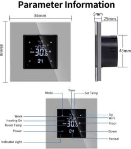 Smart thermostaat, verwarming, grijs, vloerverwarmingskamer met, constante temperatuurkamer voor elektrische verwarming en verwarmingstemperatuurregeling — thumbnail 2