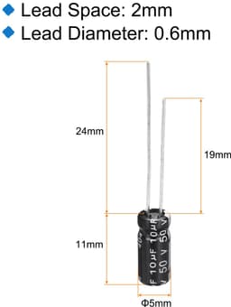 10uF 50V 5x11mm elektrolytische condensator radiale aansluitingen aluminium condensatoren voor TV LCD monitor VCD 15 stuks — thumbnail 3