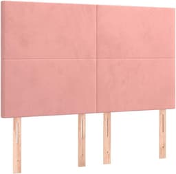 Bedframe met hoofdeinde, roze, 140 x 200 cm, fluweel, hotelbedframe, logeerkamer, bedframe voor slaapkamer, familiebed, voor slaapkamer, hotel, logeerkamer — thumbnail 2