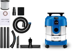 Nilfisk Multi I 16 T Inox Nat- & Droogzuiger 1100W - 16L RVS Waterzuiger met Stopcontact voor Elektrisch Gereedschap & Blaasfunctie — thumbnail 1