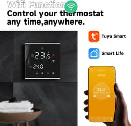 Programmeerbare Thermostaat Intelligente WiFi, APP, Water Warmte Thermostaat, LCD Touch Screen, Zwart — thumbnail 2