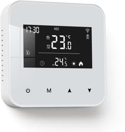 Slimme thermostaat voor combiketel, 2 draden, digitale kamerthermostaat bedrade wifi, programmeerbare verwarmingscontroller muur, werkt op batterijen, compatibel met en zwart — thumbnail 1