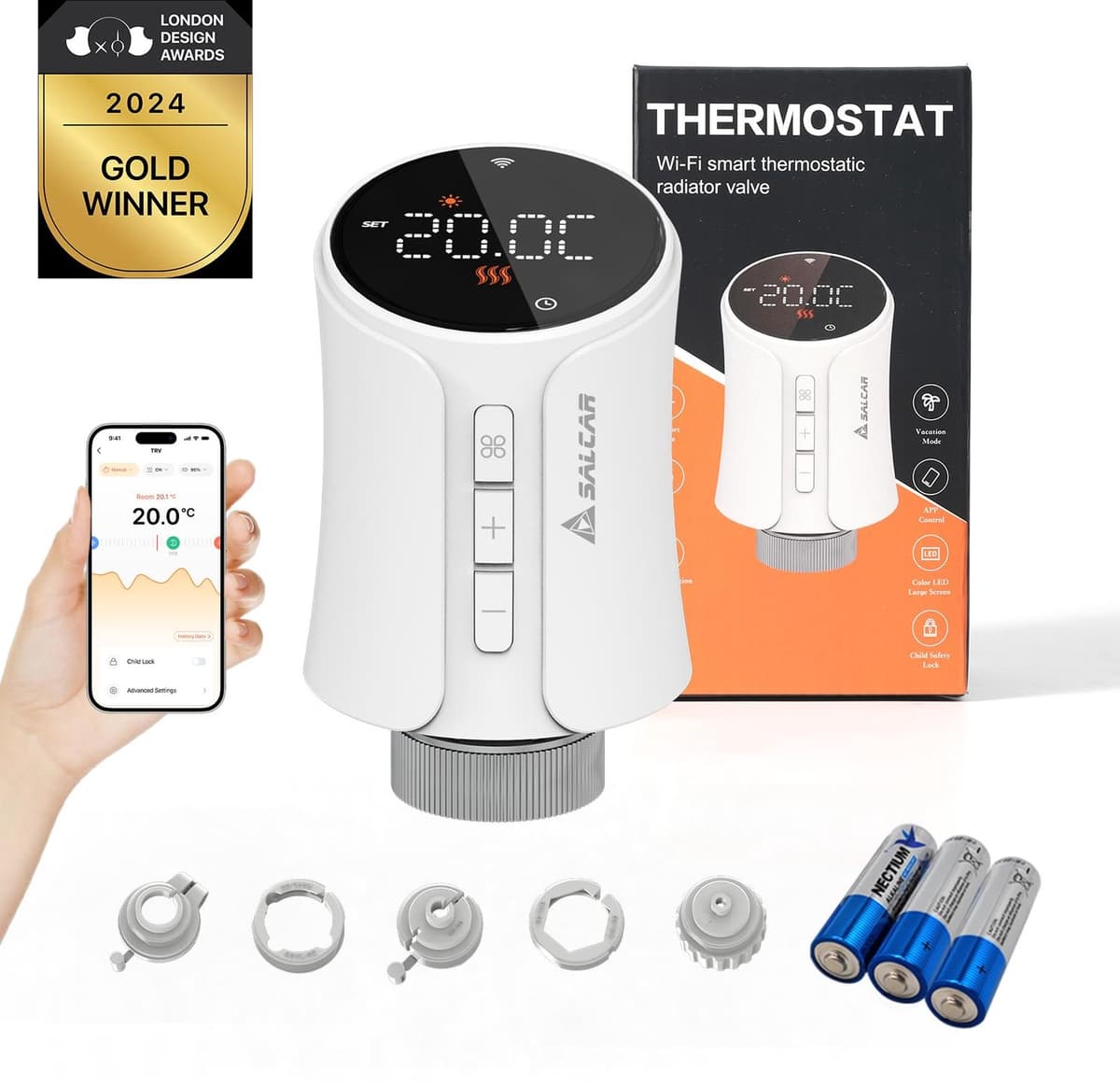 WiFi-thermostaat TRV706W Thermostatisch Hoofd Compatibel met & Programmeerbare Tuya-thermostaat Radiator, Geen Gateway Vereist (1) — afbeelding 1