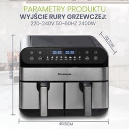 Heteluchtfriteuse - 10L Dubbele Korf - 2400W Vermogen - Grote Capaciteit - Olievrij - Familieformaat Elektrische Oven — thumbnail 1