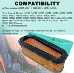 Dailygoods - Luchtfilter met Vervangingsvoorfilter - Geschikt voor Grasmaaier - Hoogwaardige Kwaliteit - 7-1/4 inch - Betrouwbaar en Duurzaam - Voor B — thumbnail 4