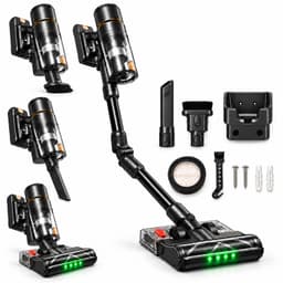 SwayTosh KingForce Steelstofzuiger met Dweilfunctie - 200 AW - 35.000 Pa - Draadloze Steelstofzuiger Zonder Zak op Accu - 450 W - Draadloze Stofzuiger - Kruimeldief - Tot 60 Min - Stofzuiger Draadloos - Steelstofzuigers — thumbnail 1