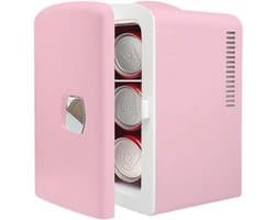 Mini Koelkast - Compacte Koeler - Dranken Koel Houden - Stil Werking - 4 Liter - Roze