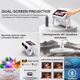 Beamer 1200 ANSI Lumen - Full HD 1080p Resolutie - LCD Scherm - WiFi 6 Bluetooth - Draagbare Thuisbioscoop Projector — thumbnail 3