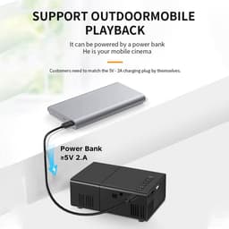 Mini Projector, 1080p HD LED Movie Projector met HDMI USB 2.0 3,5 Mm Audible Interface, Portable Home Theatre, Support Wired Wireless Screen Mirroring — thumbnail 2