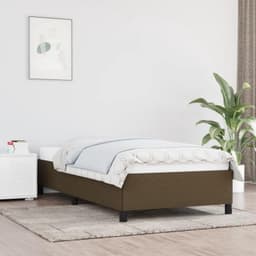 Bedframe zonder matras 90x200 cm stof donkerbruin stevig lattenbodem slaapkamer onderstel met ondersteunende poten ademend duurzaam eenvoudig monteren — thumbnail 1