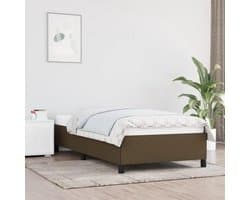 Bedframe zonder matras 90x200 cm stof donkerbruin stevig lattenbodem slaapkamer onderstel met ondersteunende poten ademend duurzaam eenvoudig monteren