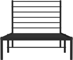 Bedframe met hoofdeinde, metaal, zwart, 90 x 200 cm, bedframe voor woonkamer, slaapkamer, hotelbedframe, geschikt voor slaapkamer — thumbnail 4