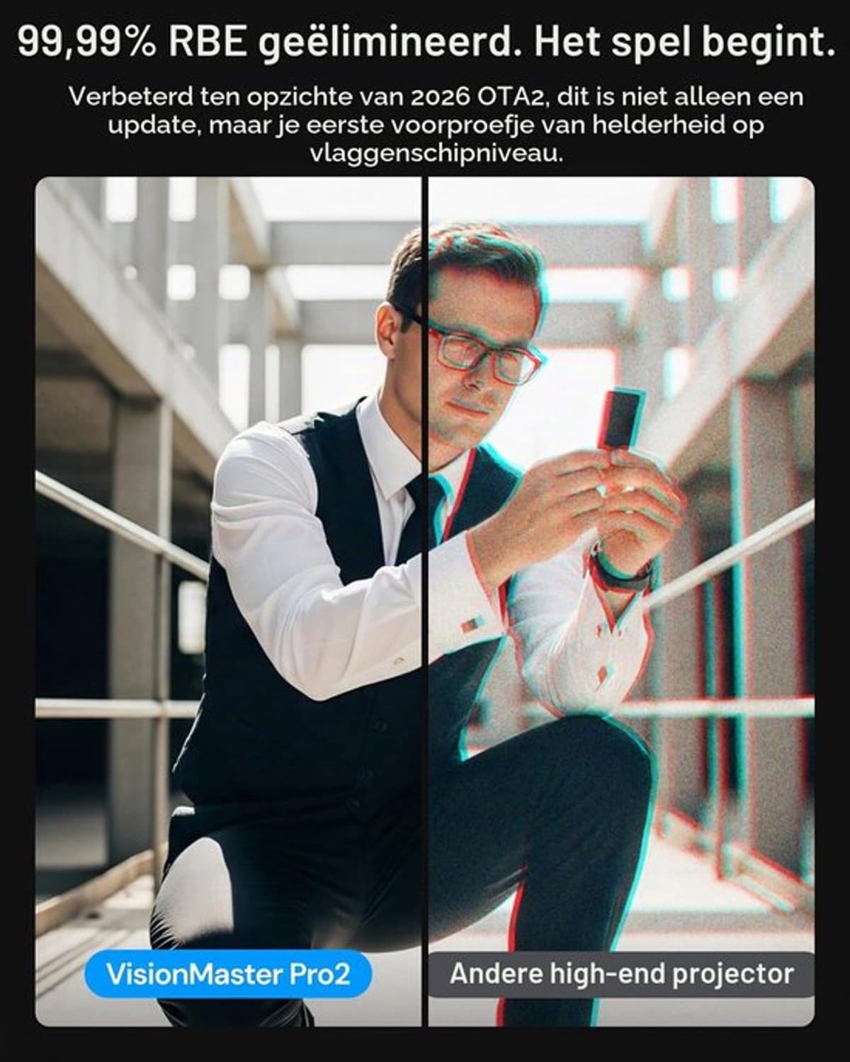 Beamer Laser - 3000 Lumen Helderheid - 3840 x 2160 Pixels Resolutie - 15000:1 Contrast - Draagbaar - Thuisbioscoop — afbeelding 1