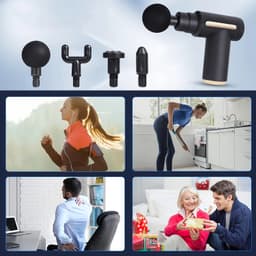 Professioneel massagepistool – Massageapparaat – Massagegun – Massage-apparatuur voor sport en ontspanning – Zwart & Goud – Draagbaar, oplaadbaar massageapparaat – LCD-scherm – Instelbaar via touchscreen (6 snelheden) – Ideaal als cadeau — thumbnail 2