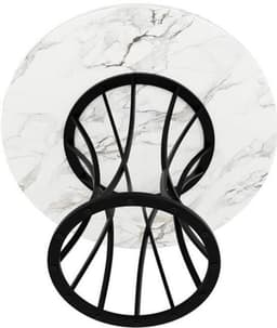 Rondetafel – Ronde Eettafel – Keukentafel – Tafel – MDF Tafel – Marmeren Blad – Glanzende Metalen Poten – 80x80x76 cm – Lichtgewicht & Luxe — thumbnail 1