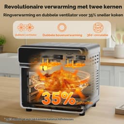 XXL 23L Airfryer – Mini-oven met variabele Flex-Zone, Airfryer met dubbele kamer en openslaande deuren, Onafhankelijke temperatuurregeling (tot 200°C), 12-in-1 Mini-oven met dubbele kamers — thumbnail 5
