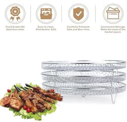 Airfryer Rek - 3 Stuks Roestvrij Stalen Accessoires voor Gezond Koken — thumbnail 7