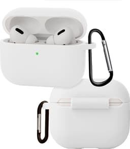 Hoes - Geschikt voor Apple Airpods Pro 3 - Siliconen Hoesje met Clip - Silicone Case Cover - Wit — thumbnail 1