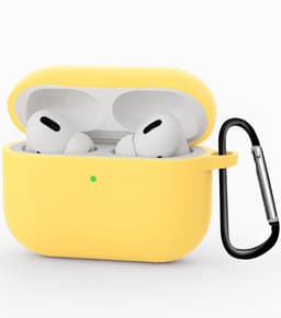 Hoesje - Geschikt voor Apple Airpods Pro 3 - met Clip - Siliconen Hoes - Silicone Case Cover - Geel — thumbnail 1
