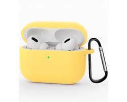 Hoesje - Geschikt voor Apple Airpods Pro 3 - met Clip - Siliconen Hoes - Silicone Case Cover - Geel