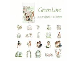 Ainy Green Love PET Stickers 40 stuks voor bullet journal, fotoalbum, laptop, telefoon, waterfles en zelfs als muursticker | Bruiloft | Wedding | knutselen stickervellen voor kinderen en volwassenen