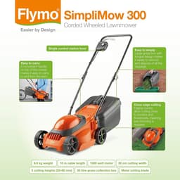 Elektrische grasmaaier met MiniTrim, 1000 W motor, maaibreedte 30 cm, 30 l grasopvang, inklapbare handgrepen — thumbnail 2