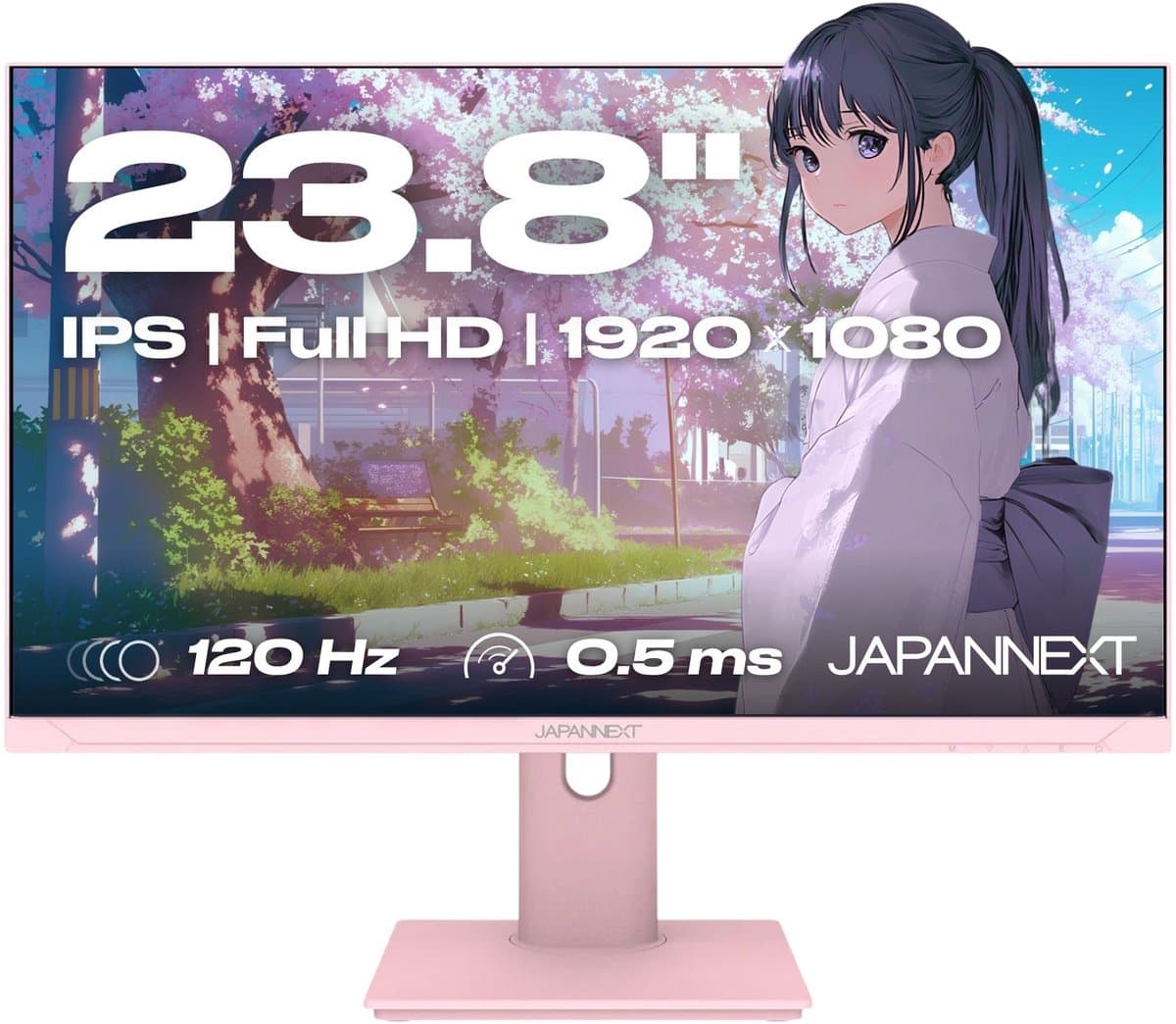 JAPANNEXT Gaming Monitor 23.8" IPS Full HD (1920x1080) 120Hz 0.5ms Pastel Roze | JN-IPS238G120F-HSP-PK — afbeelding 1
