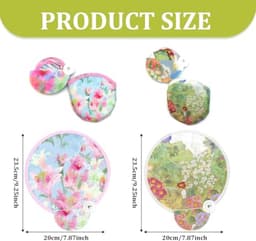 Ronde opvouwbare ventilator set - 2 stuks, handwaaier met bloemenpatronen voor zomer en bruiloften — thumbnail 3