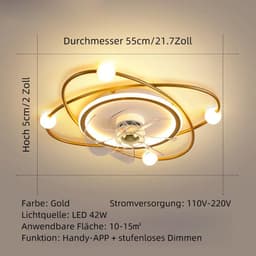 Dimbare LED Plafondventilator met Verlichting en Timer voor Woonkamer en Slaapkamer — thumbnail 1