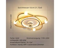 Dimbare LED Plafondventilator met Verlichting en Timer voor Woonkamer en Slaapkamer