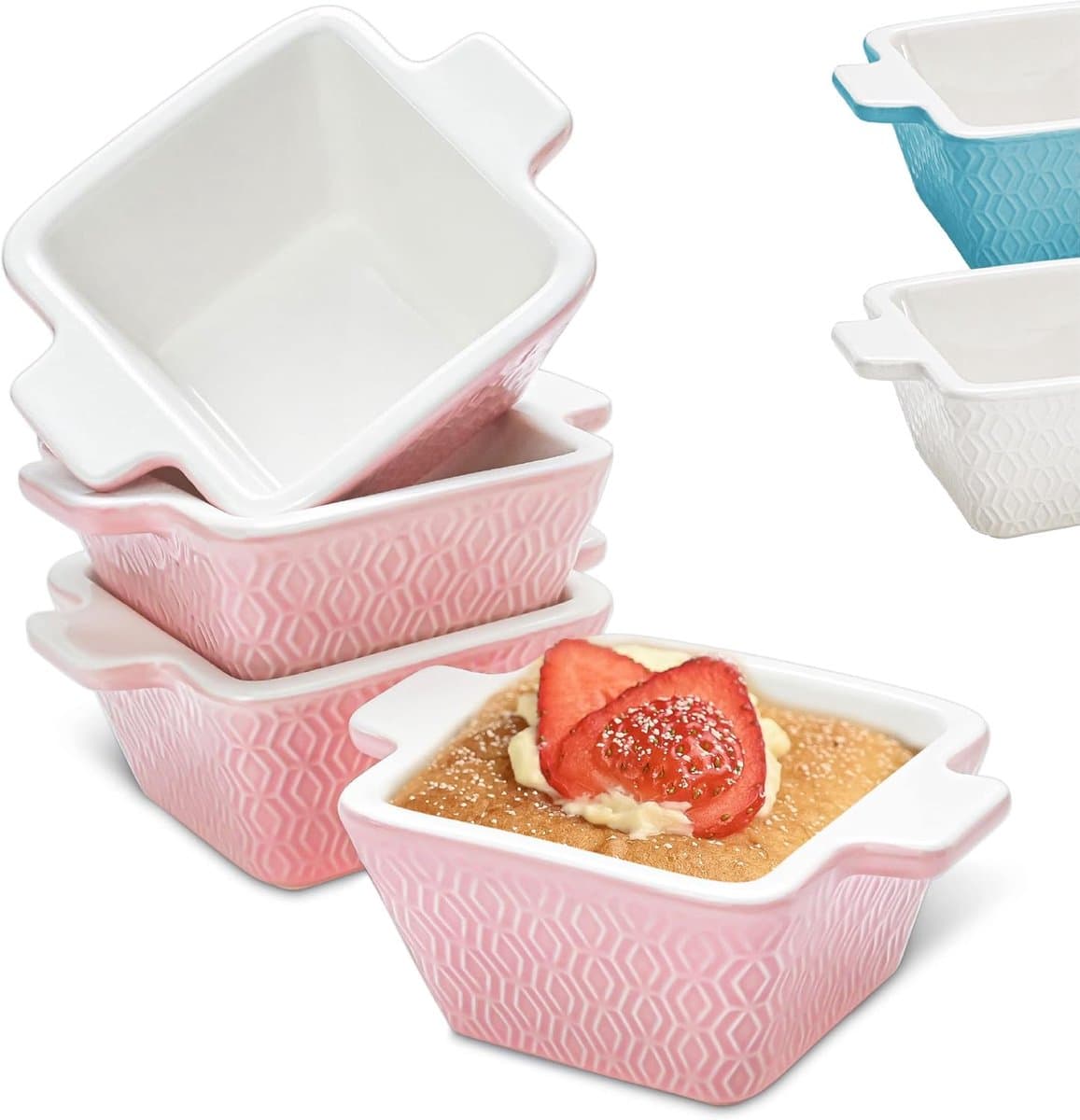Set van 4 Mini Keramische Ovenschalen - Stapelbaar en Vaatwasmachinebestendig - Ideaal voor Oven en Airfryer — afbeelding 1