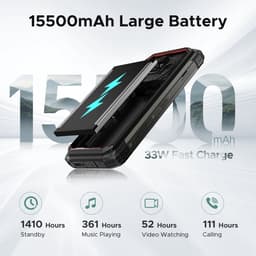 DOOGEE Fire6 Power - Robuuste Smartphone - 20 RAM +256GB ROM / 2 TB TF - 15500mAh/33W- 3-in-1 Reverse Charging/18 W - 6.56 Inth 90Hz - Android 14 - 50MP AI Camera - 120 lm zaklamp - Zwart — thumbnail 4