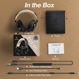 OneOdio Fusion A70 Zwart/Goud – Draadloze Over-Ear Koptelefoon – DJ & Studio – Hi-Res Audio — thumbnail 7
